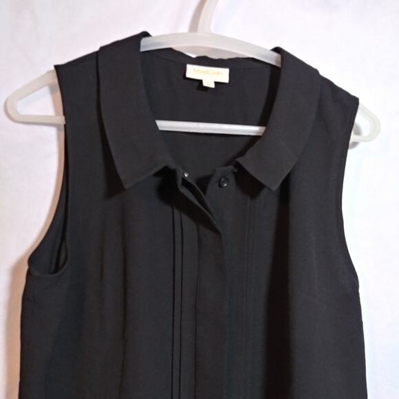 Modcloth Black Sleeveless Button Up Blouse Sleek Neutral Size L - Picture 2 of 7